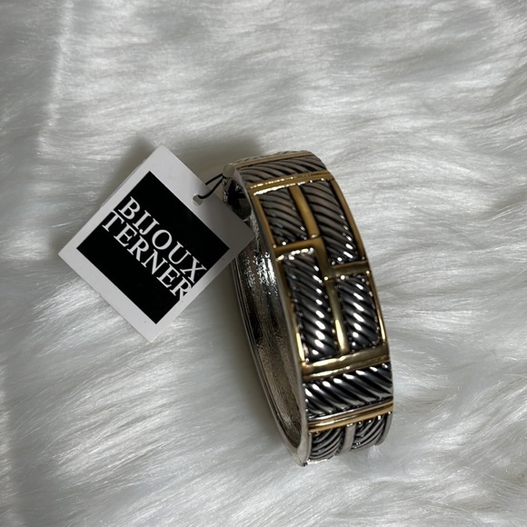Bijoux Terner 2-Tone Hinged Cuff Bracelet - Picture 2 of 6